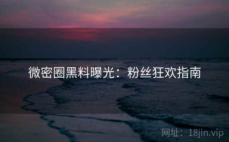 微密圈黑料曝光：粉丝狂欢指南